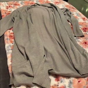 gray cardigan